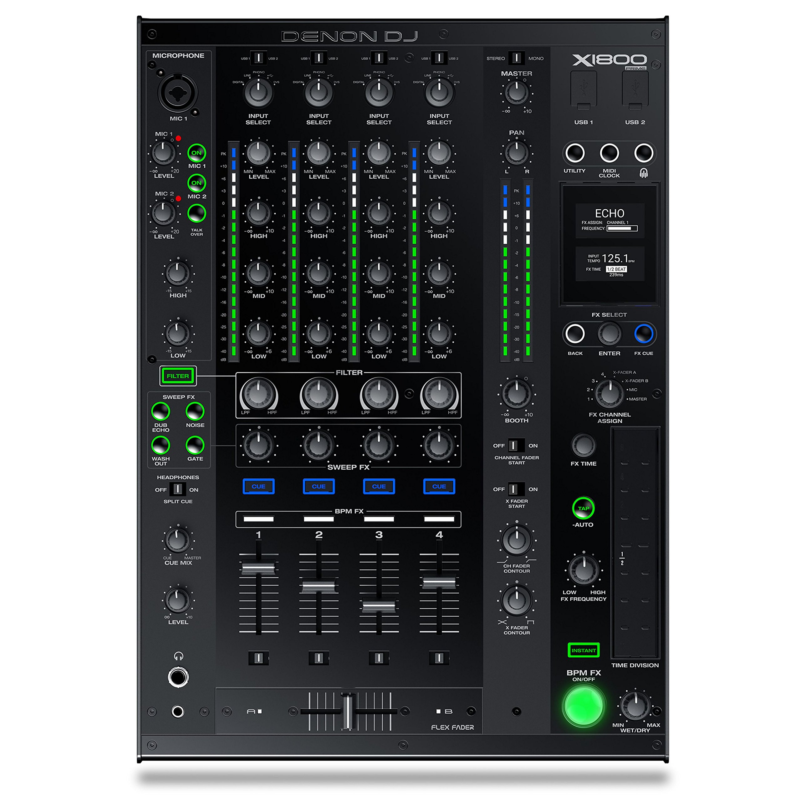 Denon DJ X1800 Prime - Mixer de DJ Professional de 4 Canais com